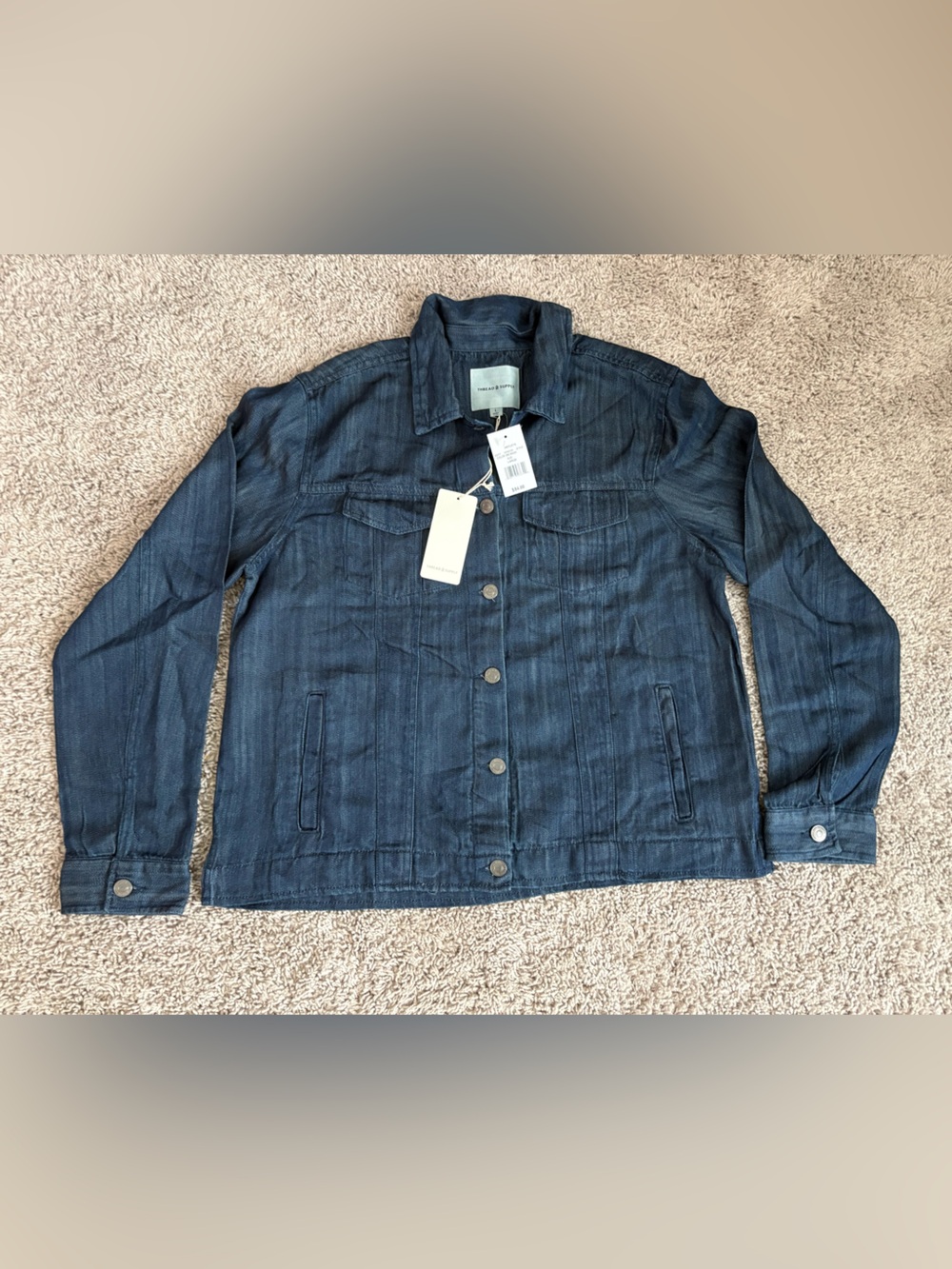 Thread & Supply Dark Blue Denim Jacket - Button-Front Jean Jacket